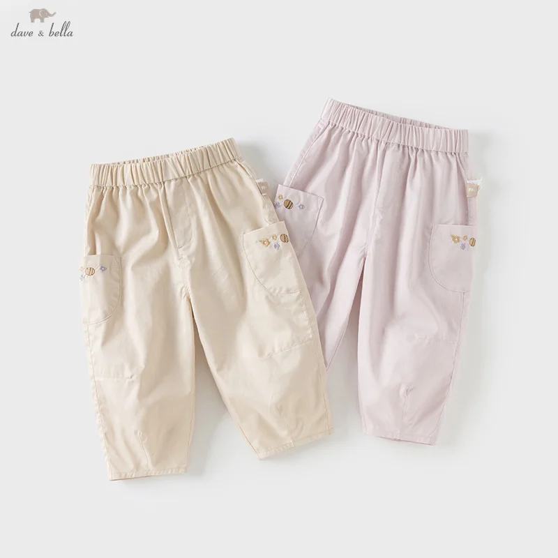 Dave Bella Children's Pants Summer Fashion Casual Gentle Cute Girls Baby Loose Straight Thin Pants Sport Outdoor DB2251336