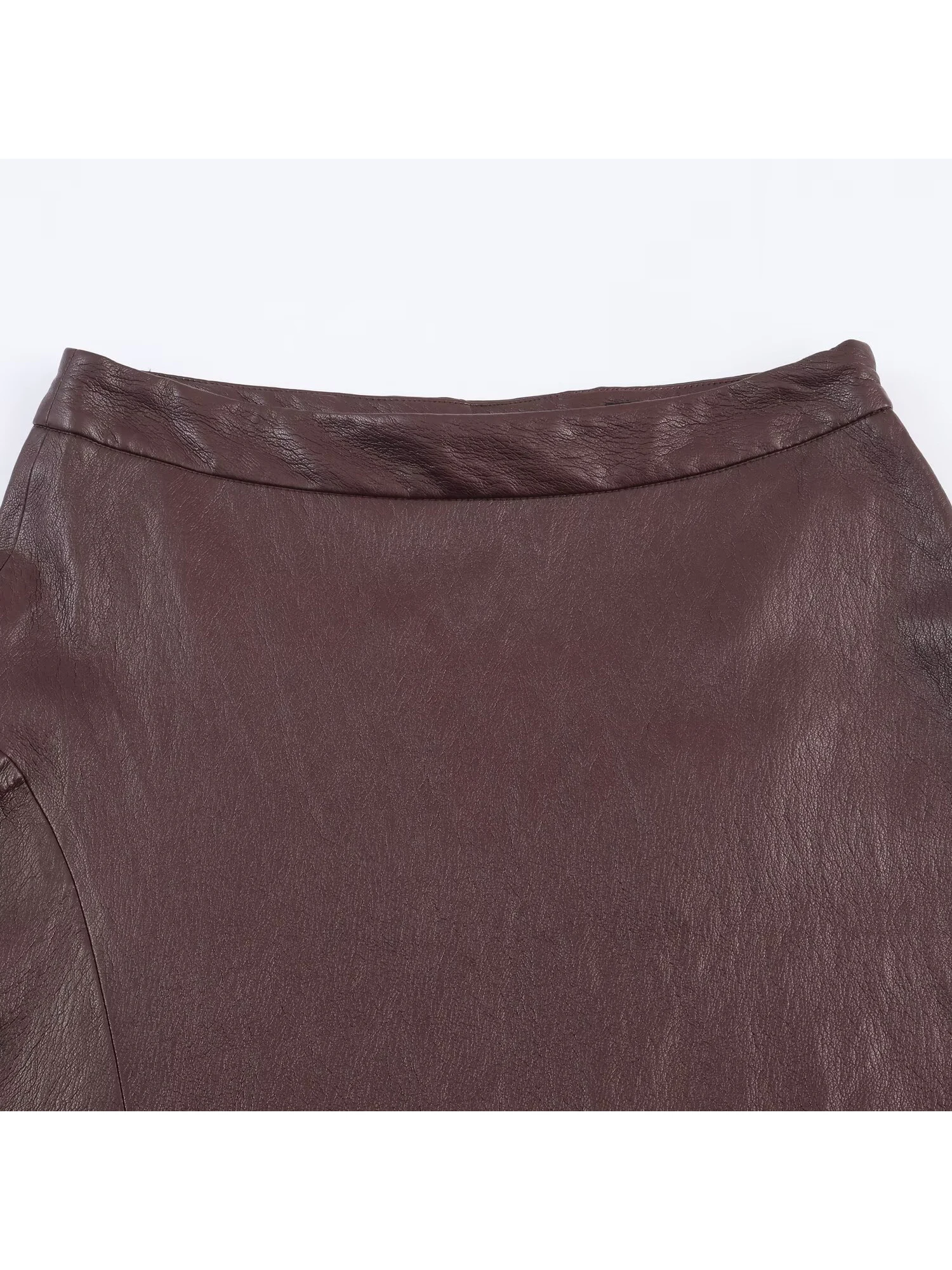 Women Burgundy Mid Long Leather Skirt Vintage Aesthetic High Waist Skirt Harajuku Y2k A-line Skirts 2000s Fashion Clothes Autumn