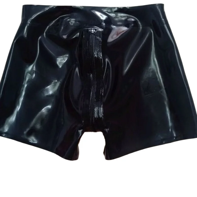 

100% Latex Rubber Men's Sexy Shorts with 2-way Zipper Shorts