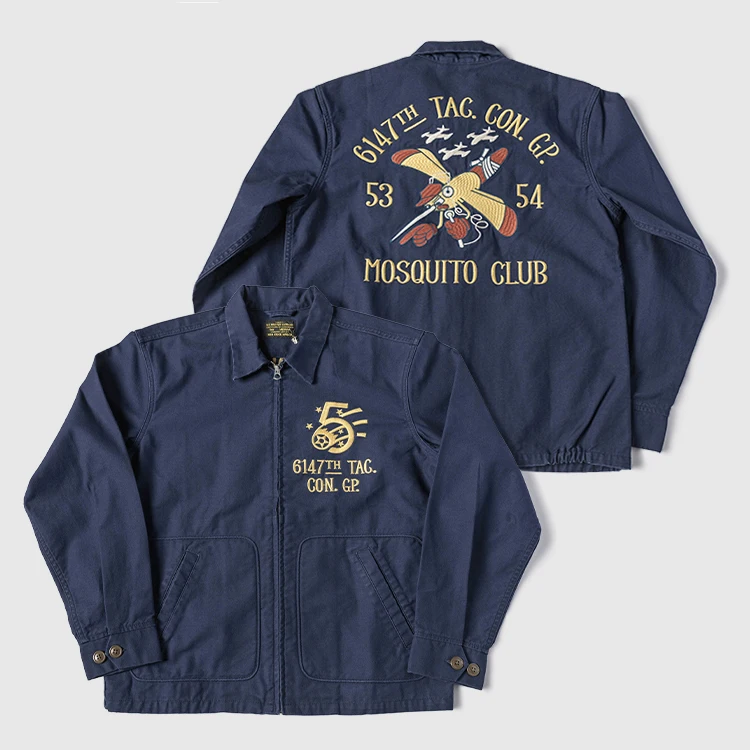 

Retro Embroidered Canvas Zipper Jaet for Men Autumn Winter New Arrival Non Sto Horizontal Yukata Outerwear