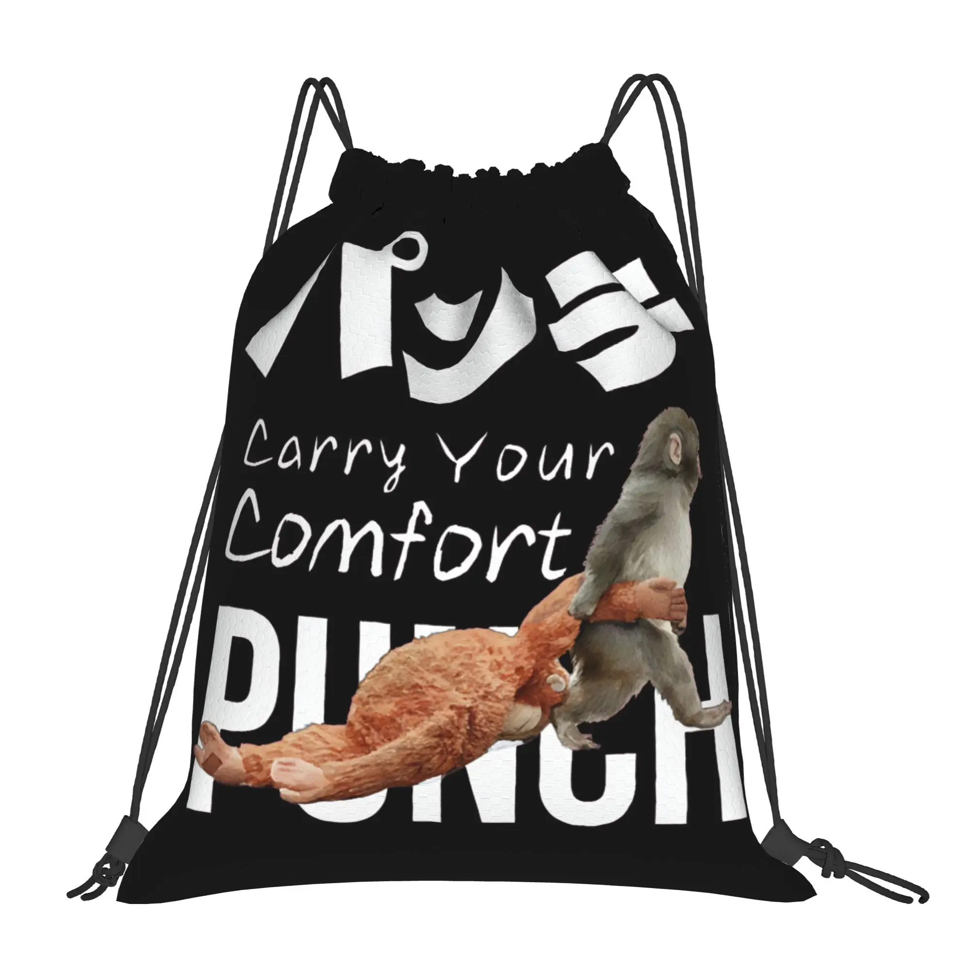 

Punch Monkey Cute Drawstring Bags Sports Backpack Gym Sackpack Water Resistant String Bags for Running