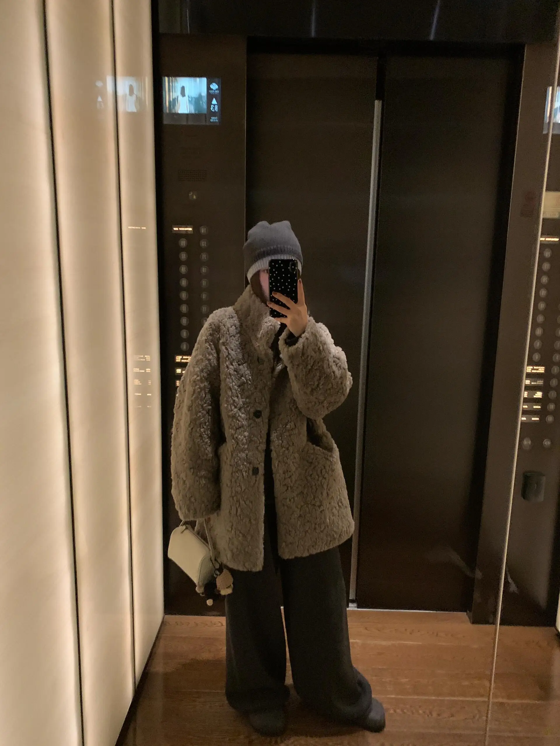 Retro Sle Lammfell Jaet Damen Stehkragen Mittellanger einteiliger Mantel Umweltfreundlicher Kunstfell Warmer bequemer Mantel