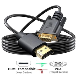 1.8M HDMI-compatible to VGA Adapter Male to Male Unidirectional Converter Cable for Desktop Laptop PC Monitor Projector HDTV
