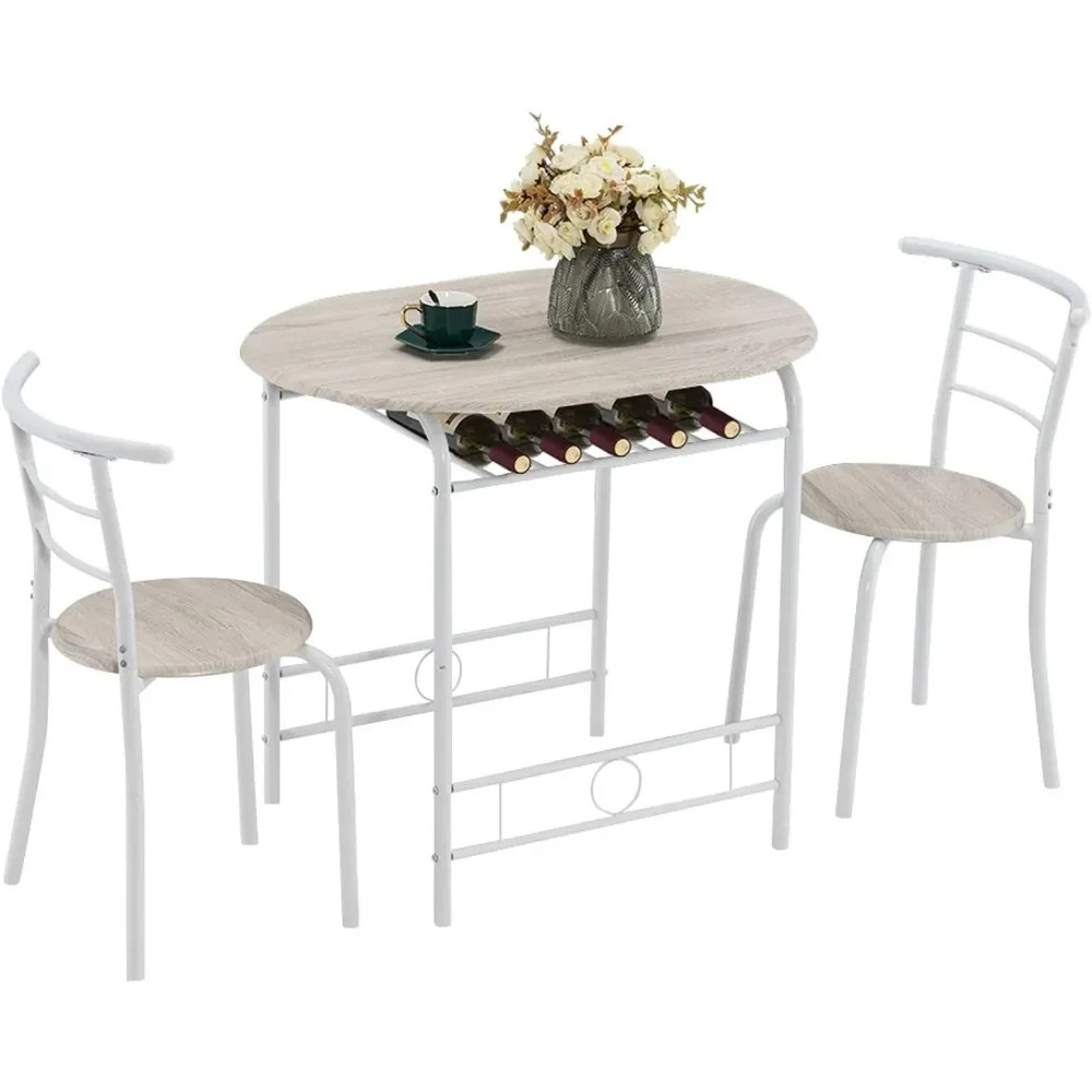

3 Piece Dining Set,Small Kitchen Table Set for 2,Breakfast Table Set,Kitchen Wooden Table and 2 Chairs for Small Space/Di