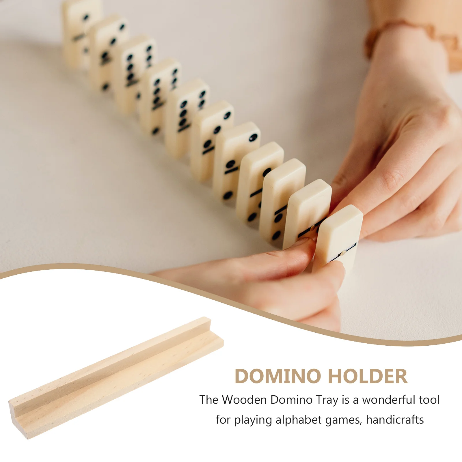 6 قطعة قاعدة الحروف الخشبية الدومينو مجموعة صينية متعددة الوظائف أصحاب البلاط مجلس لعبة قطعة المنظم الدومينو عرض موقف