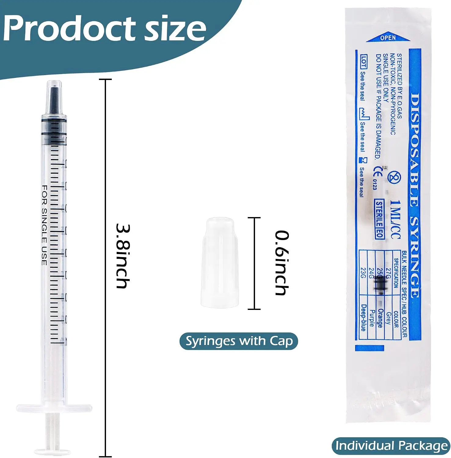 20Pcs 1ml Syringes Colostrum Syringes with Caps, Plastic Syringes for Liquid Measuring Syringe for Labs Craft Glue Feeding Pets