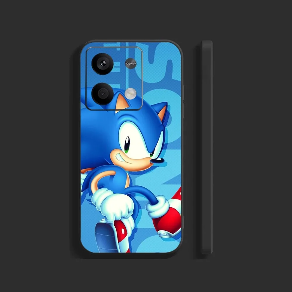 S-Sonics Cute H-Hedgehogs Phone Case For Xiaomi 11 Redmi Note 11 5G 8T 9A 9 10T Note8Pro Note9 12SUltra Black Case