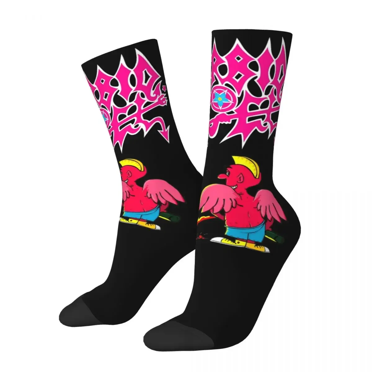 Happy Funny calzini da uomo Harajuku Morbid Angel Pink Devil Sock Band calzini da donna di alta qualità primavera estate autunno inverno