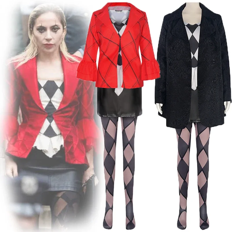 

Movie Joker Harleen Quinzel Clown Cosplay Costume Suits Adult Women Coat Skirt Uniform Halloween Carnival Party Stage Outfits