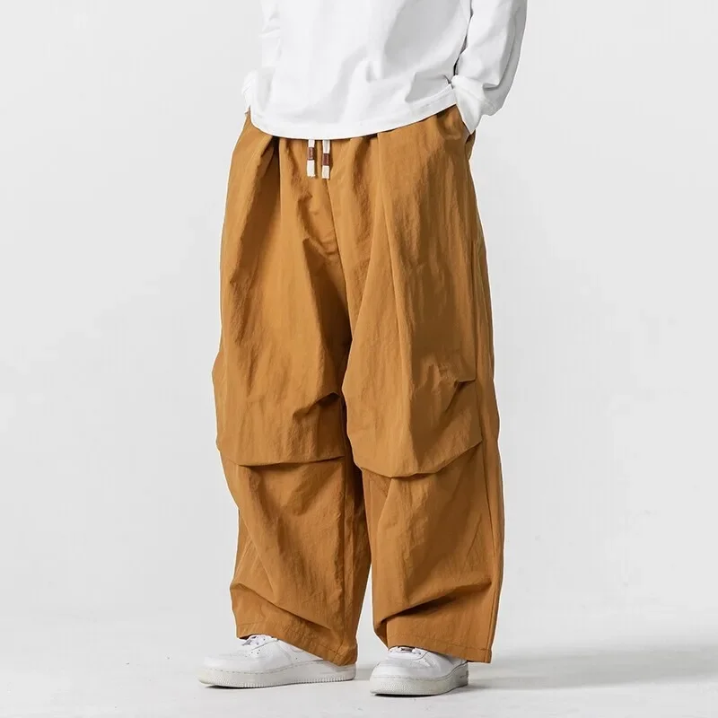 American Style Cargo Pants Men Loose Elastic Waist Wide Leg Trouser Breathable Summer Oversized Harem Casual Fashion Pants Men's - Image 5
