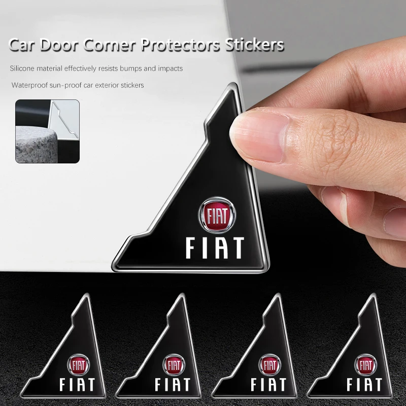 Protectores de esquina de puerta de coche, pegatinas anticolisión de silicona para FIAT 500 Ducato Panda Grande Punto Tipo Abarth Pulse 600
