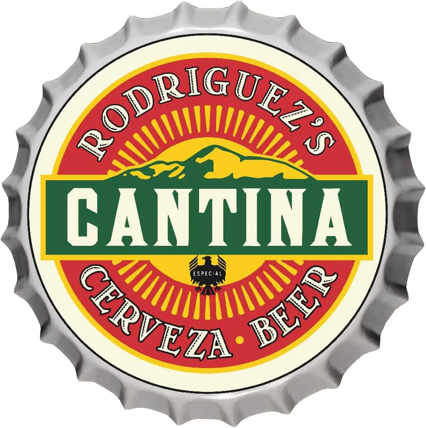 Personalized Beer Bottle Cap Sign (Mexican Cantina Bar) - Wall Hanging Tin Metal Custom Bar Signs for Home Bar, Man Cave Ac sign