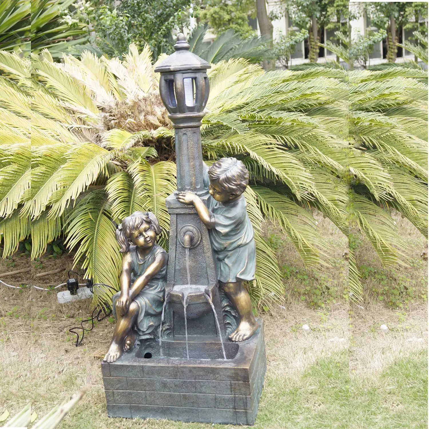 Flowing water character ornament, street lamp decoration, courtyard garden decoration, circulating water landing landscape