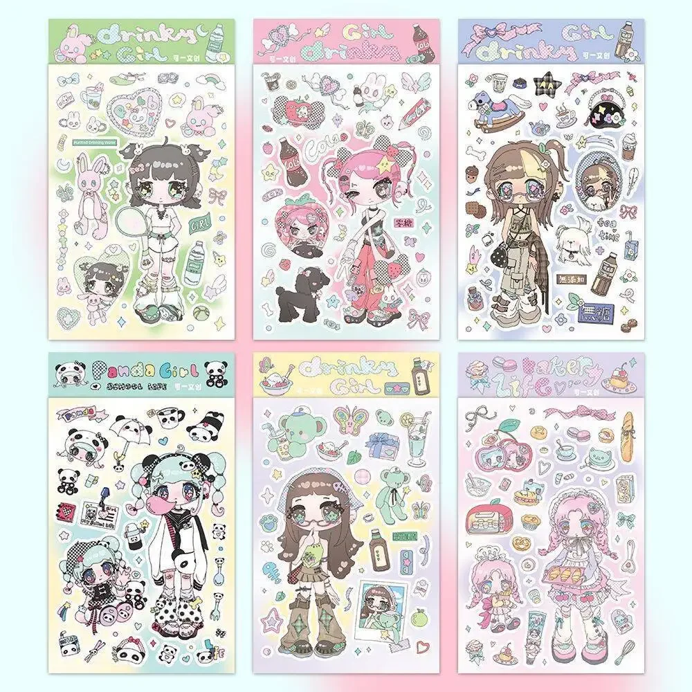 Aqua Character Light Drink Girl Sticker Maid Character Sticker