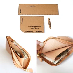 Sewing Pattern DIY Zip Coin Purse Kraft Paper Leather Sewing Card Pack Template Sewing Craf 13x10.5cm