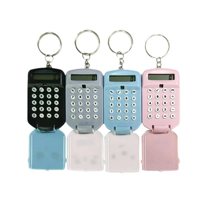 Mini Calculator Cute Cartoon With Keychain 8 Digits Display Portable Pocket Size Calculator For Children Students School