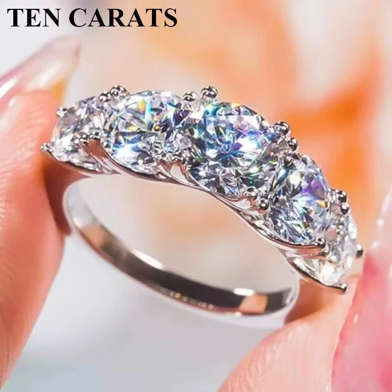 

Ten Carats 3.6CT Moissanite Ring for Women, Elegant Round Cut Engagement Band, Luxury Bridal Jewelry Gift for Wedding