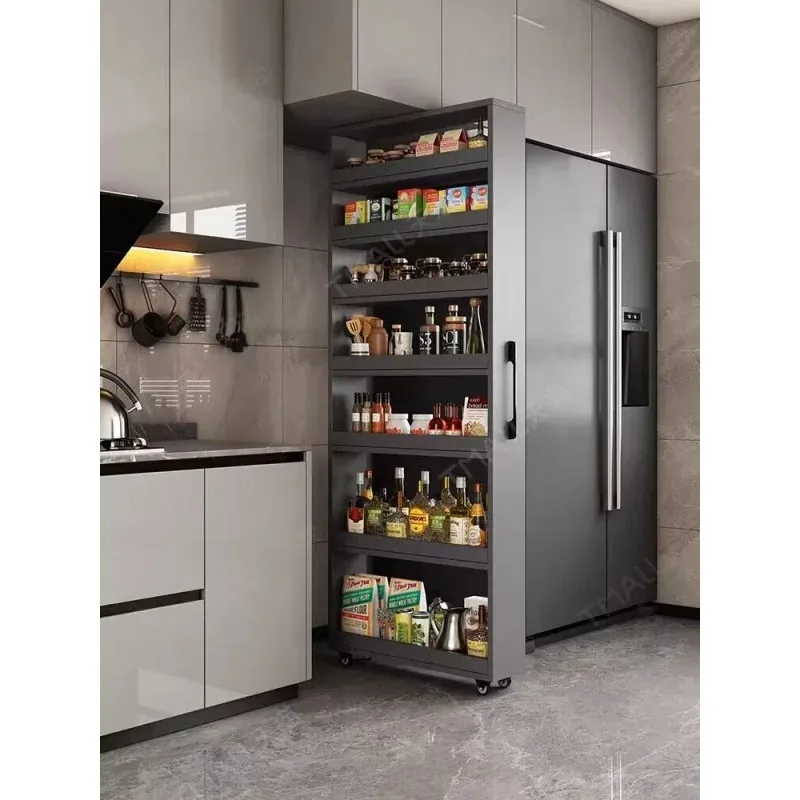 Side cabinet, dining room, refrigerator crack, side pull storage cabinet