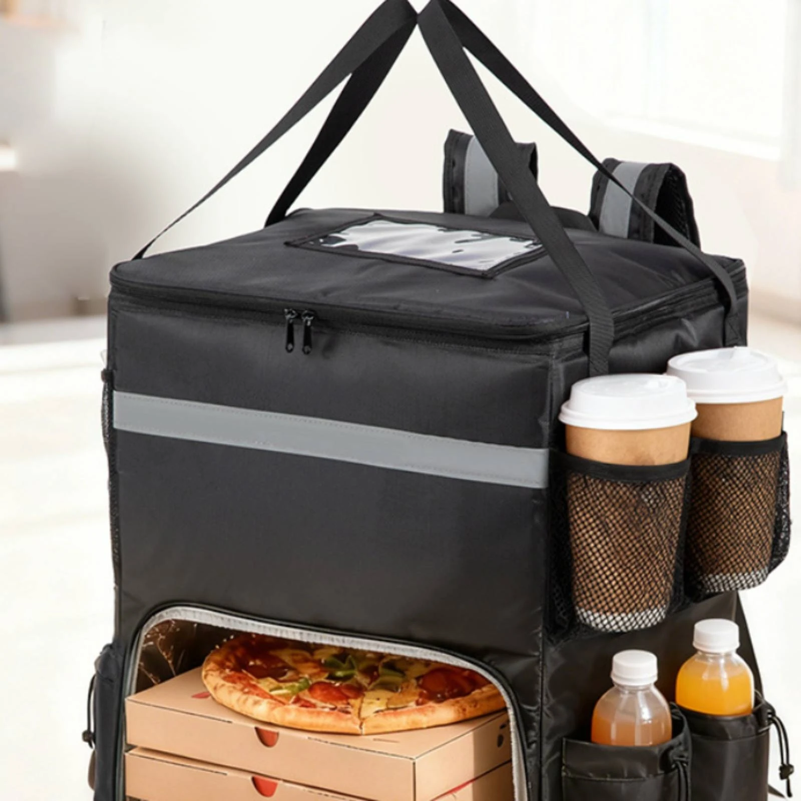 Food Delivery Backpack Large Capacity Insulated Delivery Backpack with Removable Divider Easy to Clean Spill-Resistant
