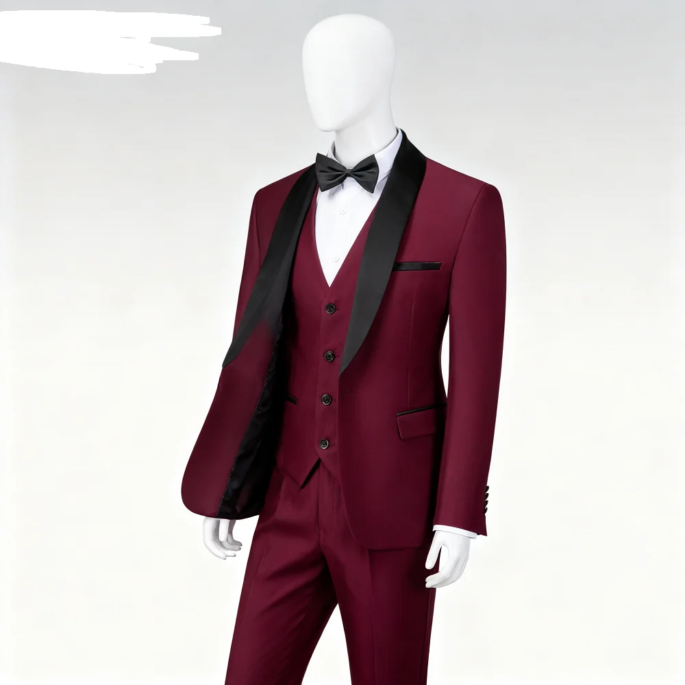 

M-6XL Jacket Vest Pants Solid Color Men's Formal Business Office Suit Groom Wedding Dress Party Blazer Waistcoat Trousers Tuxedo