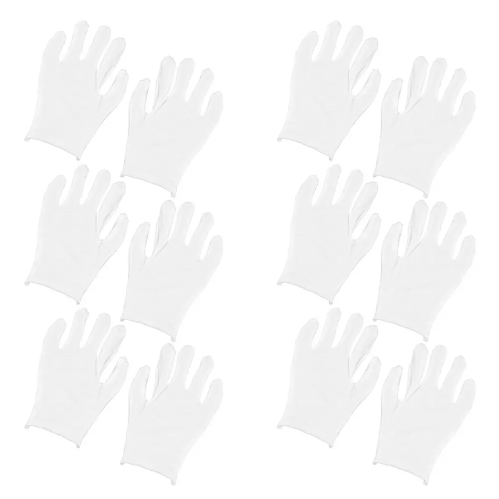 12Pairs White Cotton Gloves One Size Fits Most Comfortable Easy Clean Reusable Protective Gloves for Construction Silver Coin