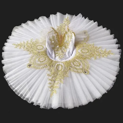 Imagen 2 del producto Tutú de Ballet profesional del lago de los cisnes blancos, plato para niñas, tutú de panqueque, vestido de fiesta de bailarina, traje de baile de Ballet para niños
