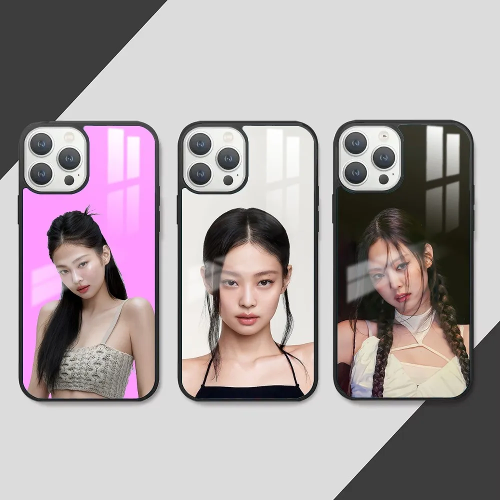 Kpop J-Jennie K-Kim Phone Case For iPhone 16 15 14 13 12 11 Pro Max Plus Mini PC Fashion mirror phone case