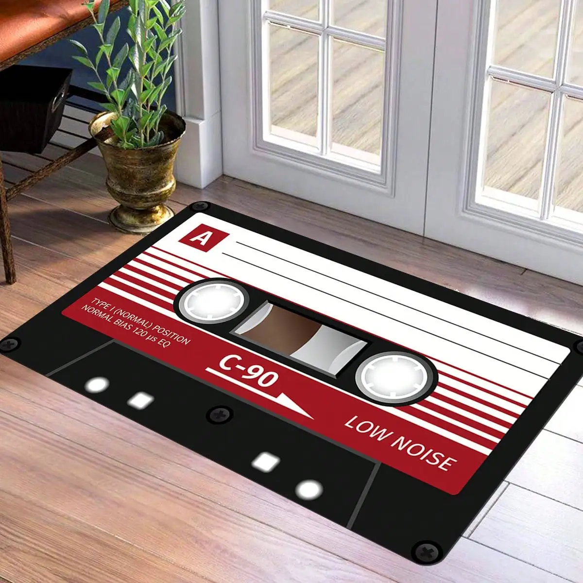 1pc Music Tape Design Entrance - Non-Slip, Polyester Floor With Cassette Tape Pattern, Quick Dry, Indoor/Outdoor Use In Entryway, Kitchen, Or Home Decor, Music