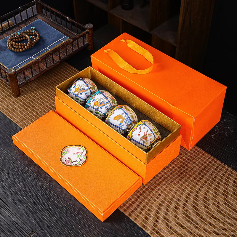 

Chinese retro enamel tea cup tea cup master cup single cup kung fu sample tea cup set