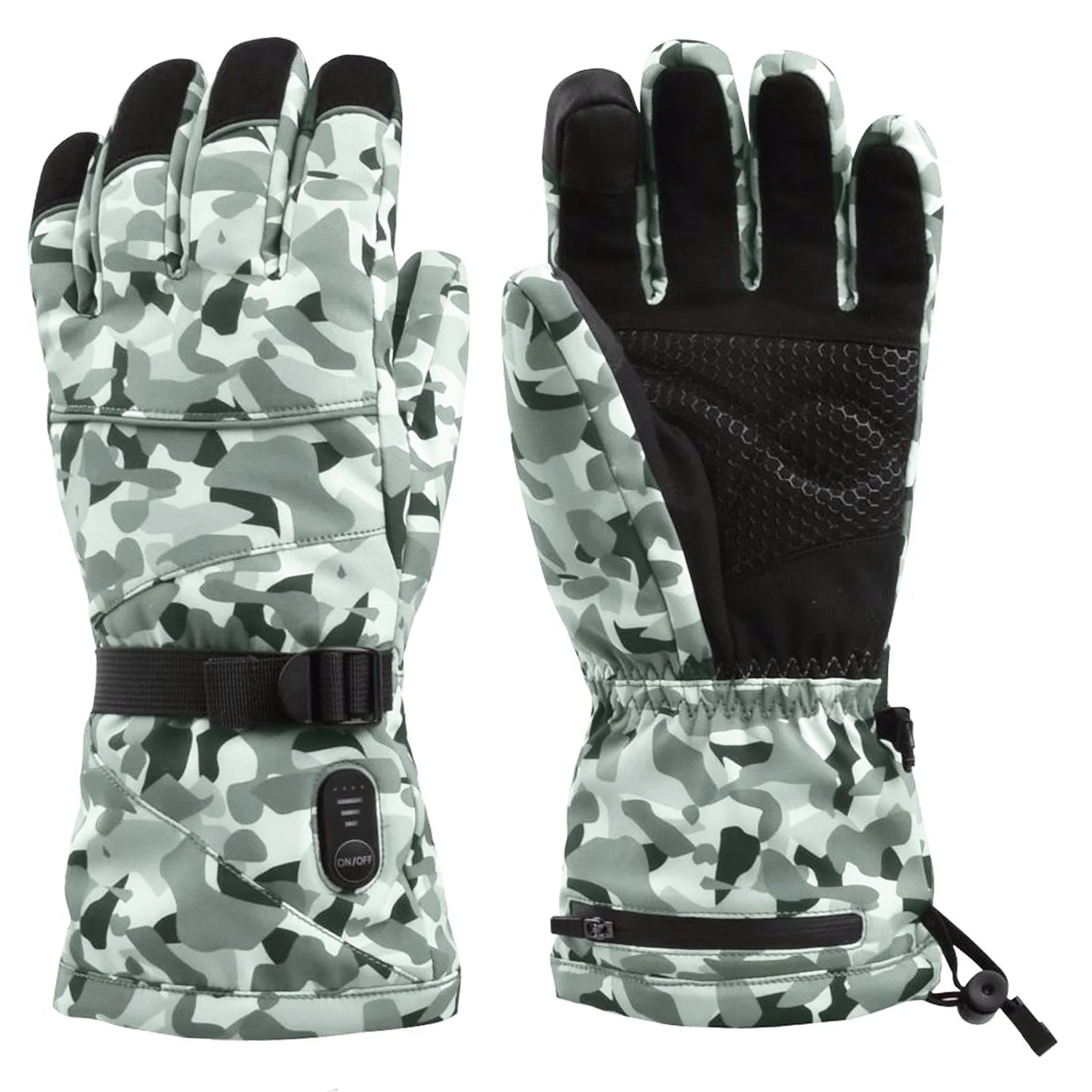 

Customized Camouflage Ski Snowboarding Gloves Winter Warm Touch Screen Electric Heating for Men Women for Sports Motorcycling