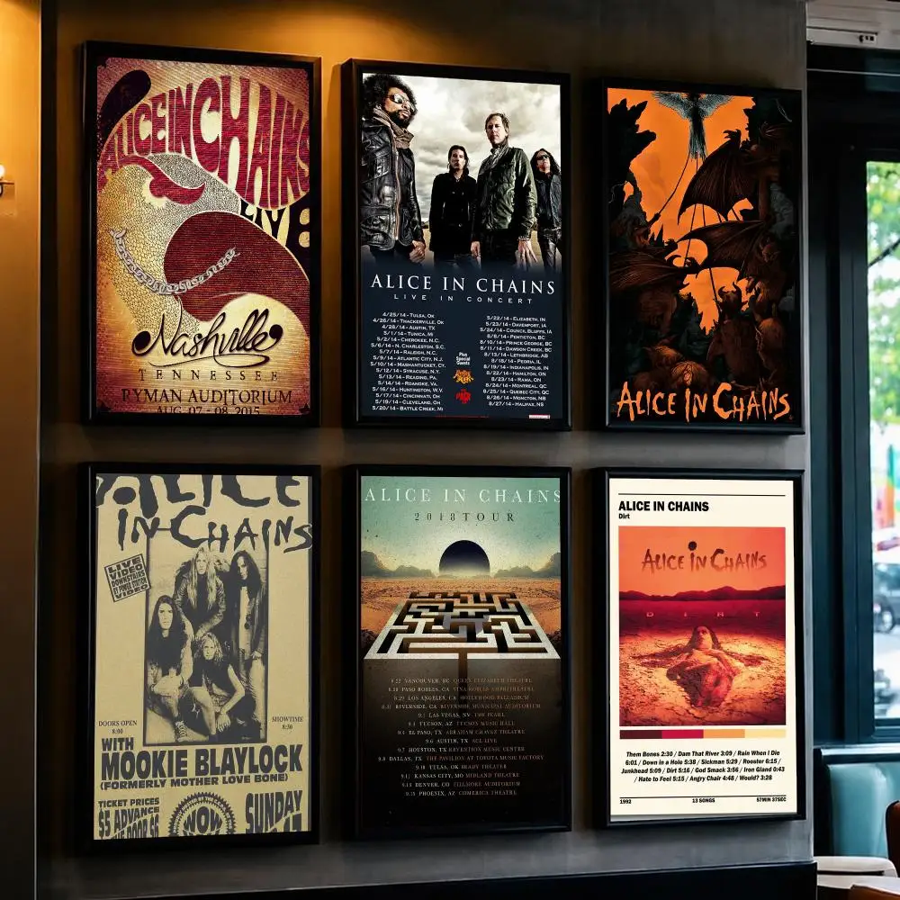 band A-Alice in Chains-S Poster Decorative Wall Art Sticker for Cafe Office Bedroom and Living Room