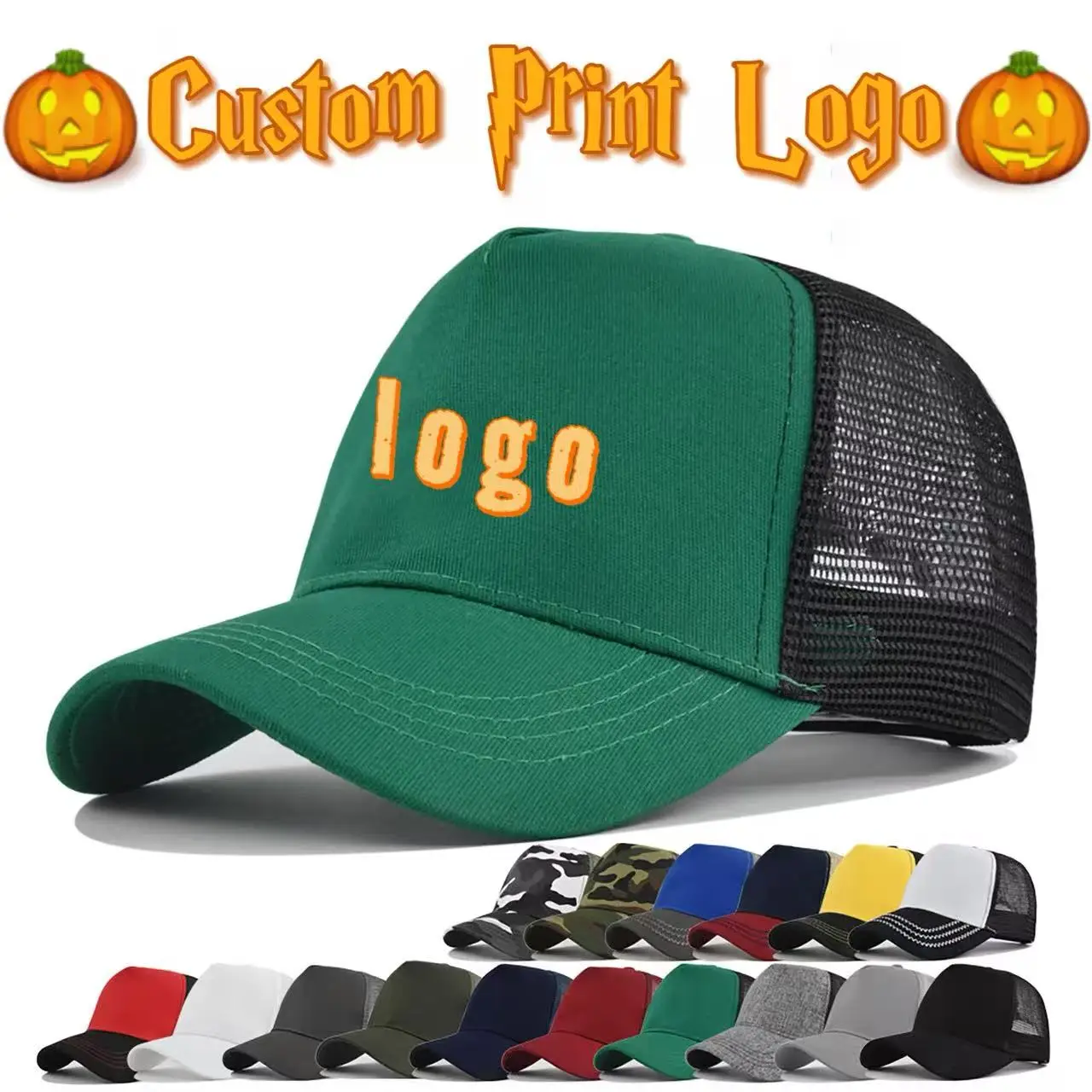 Customized Printed Logo Five Piece Hardtop Baseball Cap Men Outdoor Sun Protection Hats Women Mesh Breathable Duck Tongue Caps