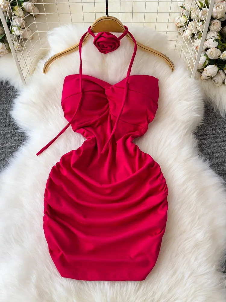 تنورة قصيرة نسائية أنيقة بتصميم ملفوف وكتف مكشوف وعقدة، تصميم يبرز الخصر، خصر مرتفع، مناسبة للربيع والصيف وللارتداء اليومي