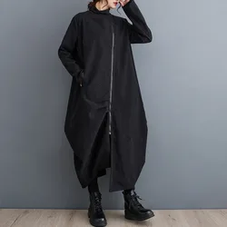 #3369 Autumn Winter Irregular Corduroy Dress Women Loose Zipper Long Sleeve Vintage Midi Dress Femme Ankle-length Vestidos Folds