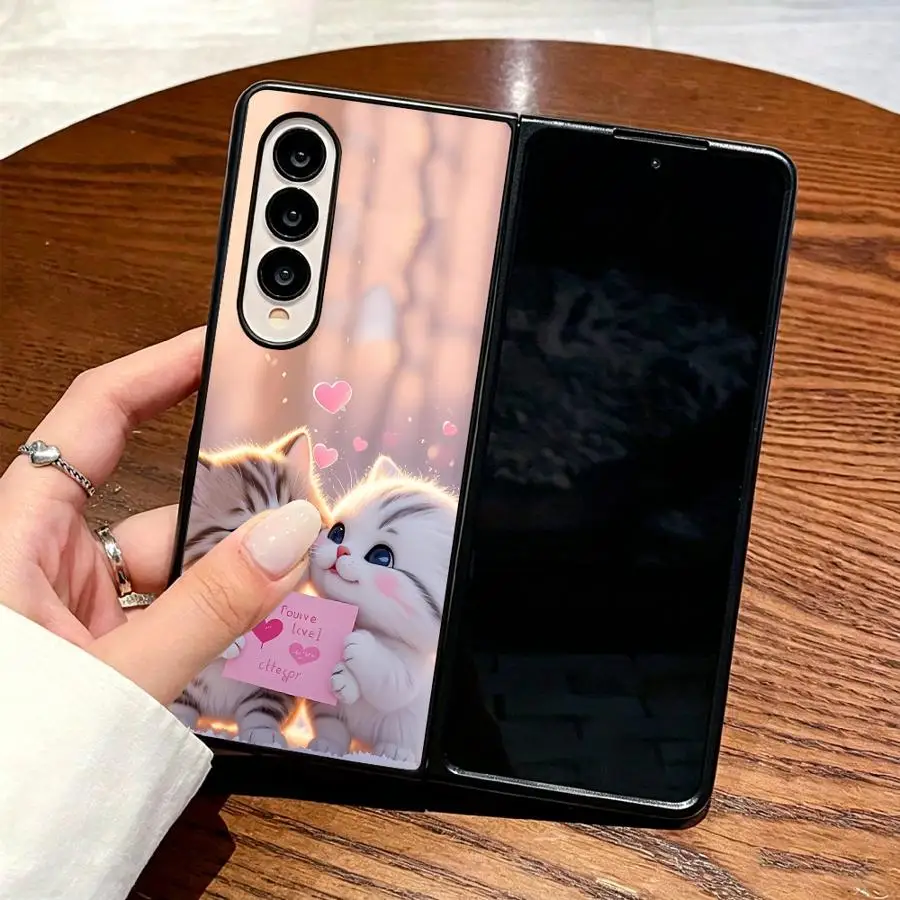 Case for Samsung Galaxy Z Flip 7 6 5 4 3 Z Fold 7 6 5 4 3 Phone Cover Cartoon Cute Cat view 3