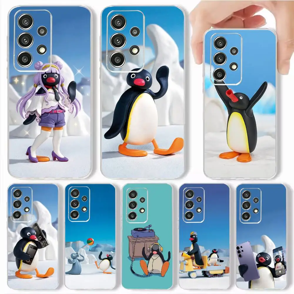 Cute Pingu-Funny Pin  Phone Case Soft Transparent TPU Case For Samsung S25,S24,S21,S22,S23,S30,Ultra,S20,Plus