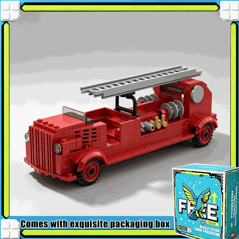 260PCS MOC Vintage Retro Fire Truck Building Blocks Classic Rescue Vehicle Model Creative DIY Assembly Toy Collection Gift