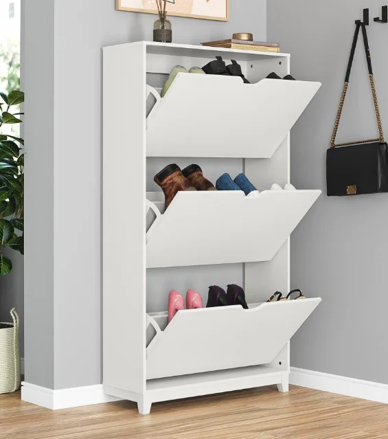 NEW 3-Tier Shoe Storage Cabinet White Shoe Rack Organizer  Home Furniture