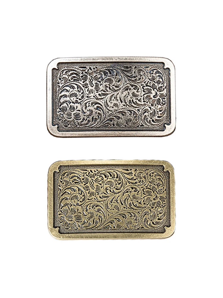 1 Square Pattern Carved Buckle, the Trend of Western Simple Novelty Belt Buckle