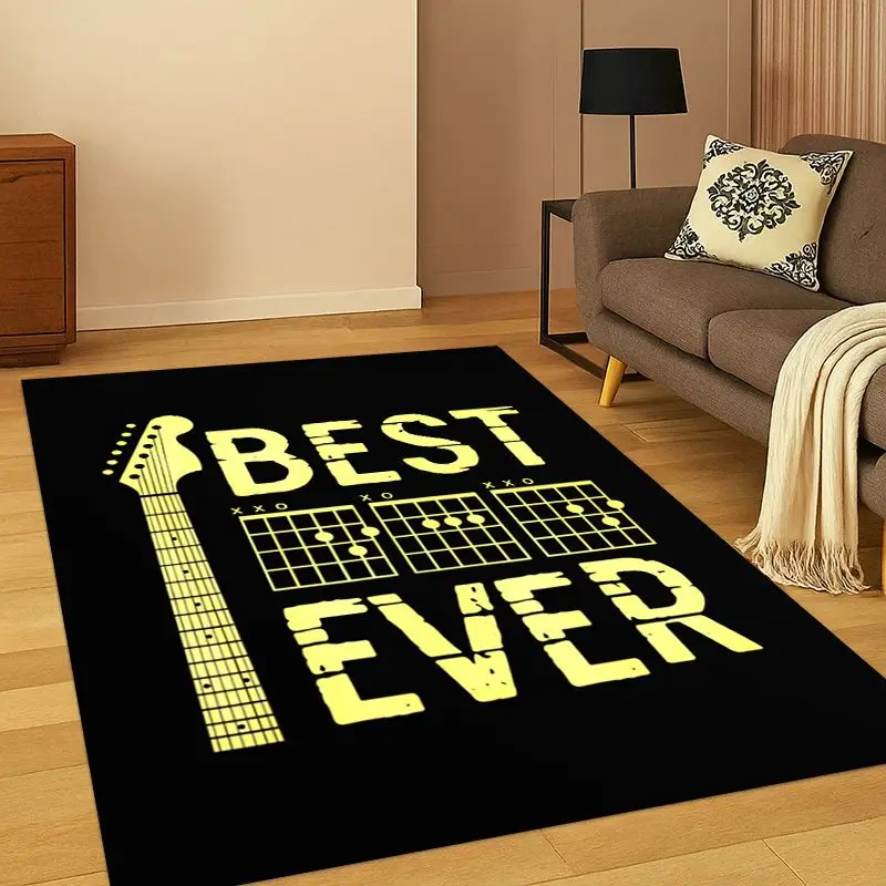 Music Theory Chart Guitar Chords Carpet Rug for Bedroom Living Room Sofa Playroom Doormat Home Decor,Kid Game Area Rug Non-slip