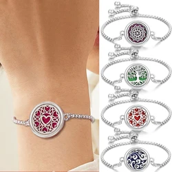Tree of Life Aromatherapy Bracelet Lockets Bangle Alloy Perfume Essential Oil Diffuser Bracelet Adjustable Chain Charm Bracelets