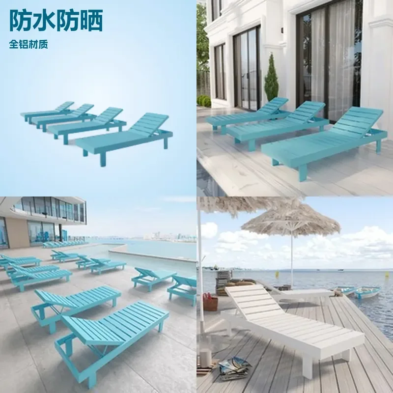 Waterproof Aluminum Beach Lounge Chair Outdoor Sunbed for Pool Villa Courtyard Hotel Patio Furniture
