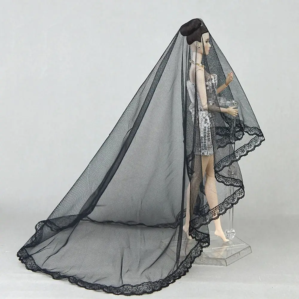 Mode Kopfbedeckung Puppe Schleier Kopfschmuck Weiße Puppe Spitze Schleier Runde Lange Puppe Hochzeit Schleier Für Mädchen