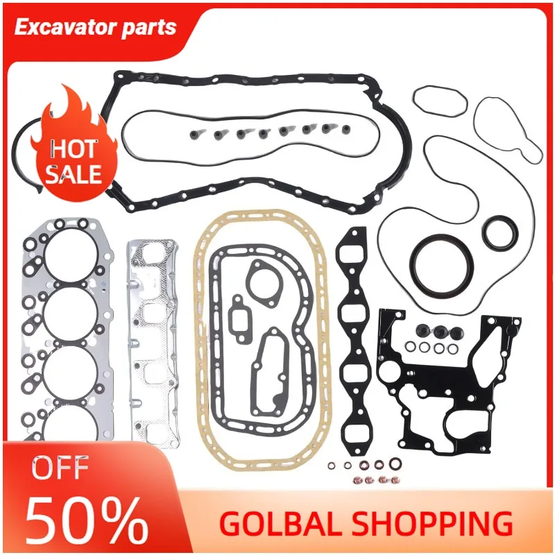 Juego de juntas de revisión 4JB1 4JB1T para Isuzu NKR NPR NQR ELF 2,8 T Pickup Bobcat 843 853 1213 960 2060 2070 cargador Kobelco DH55 SK60-