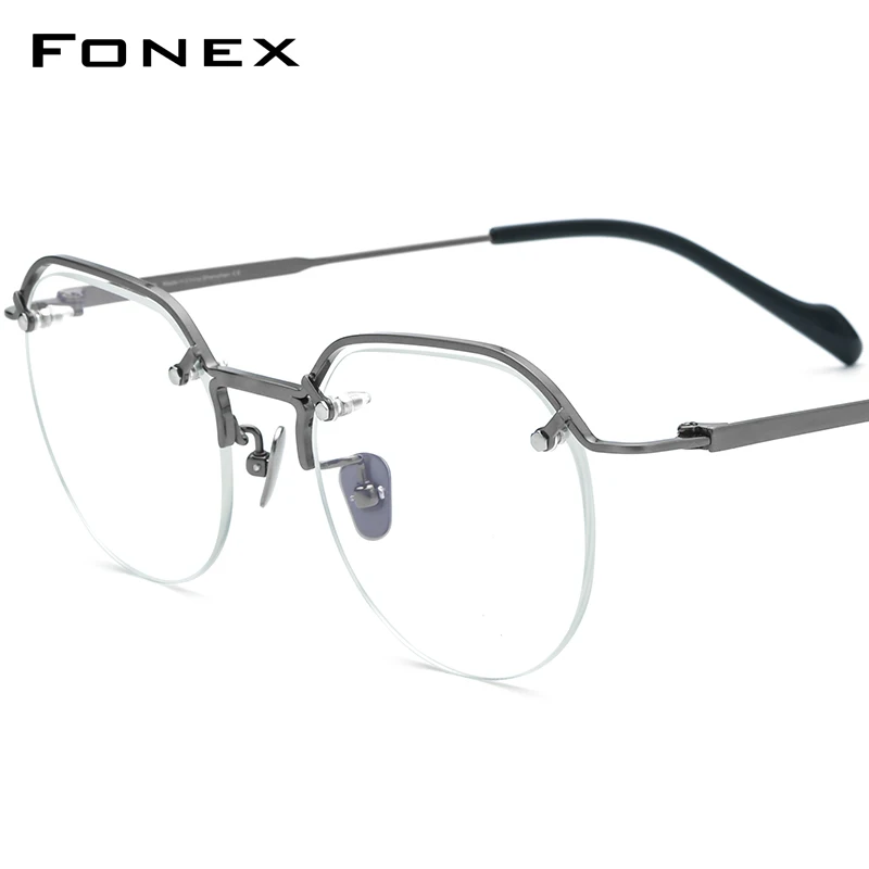 

FONEX Pure Titanium Glasses Women Vintage Square Eyeglasses Men Spectacles Eyewear BYY0041