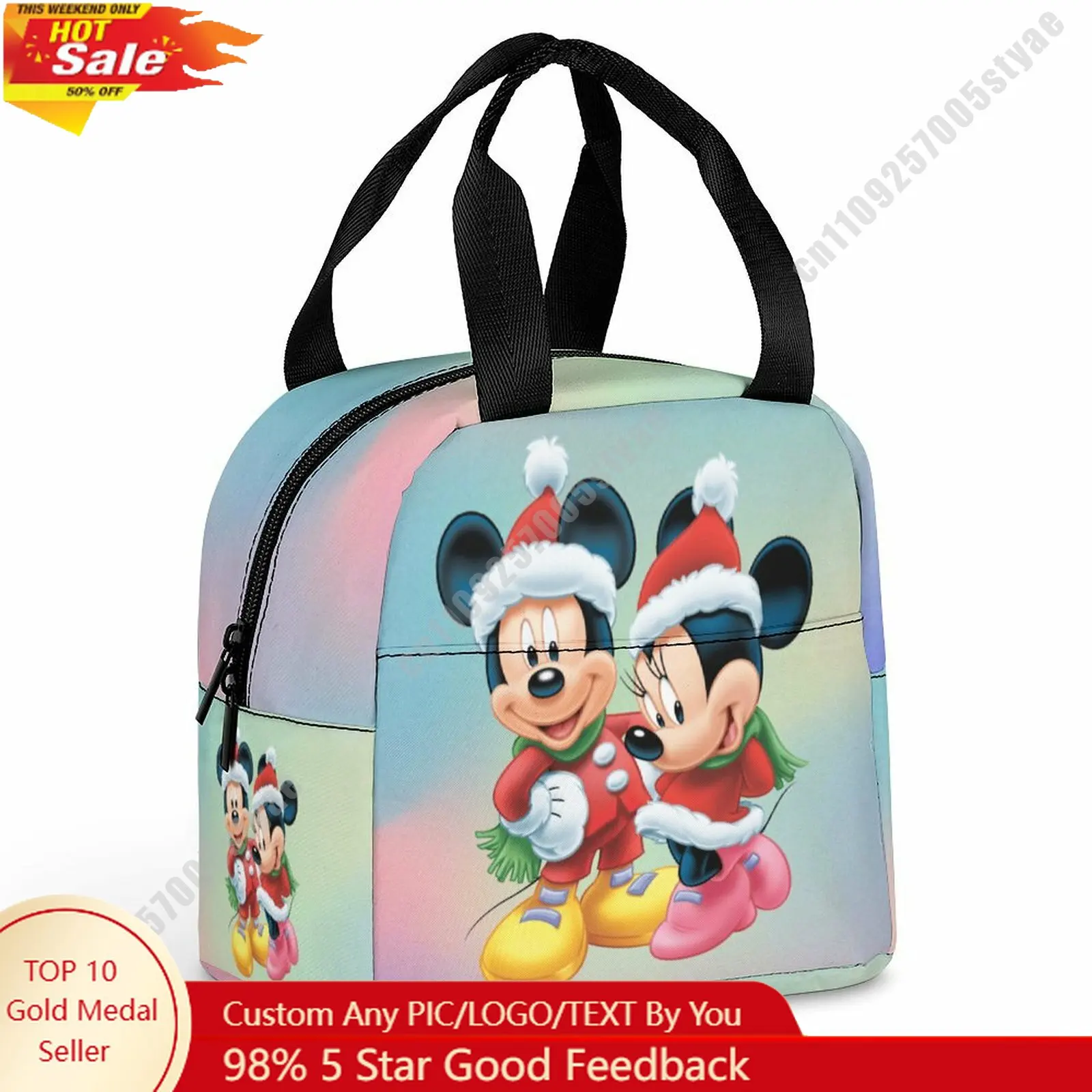 

Сумка для обеда с Микки и Минни Маусами, сумка-бенто с рисунком животных Диснея, портативная сумка для еды из алюминиевой фольги с возможностью нанесения текста, фото, логотипа, косплей-аксессуар