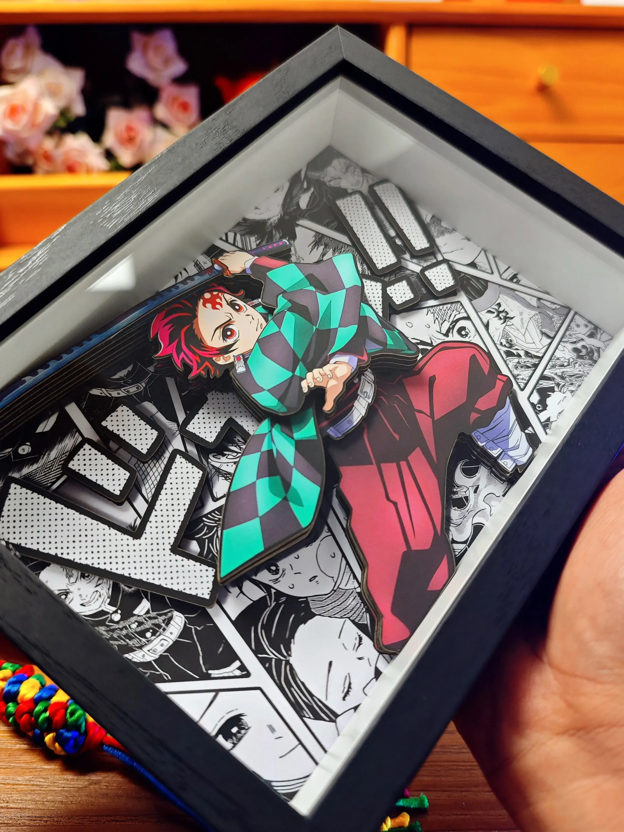 Anime Demon Slayer Rengoku Kyoujurou Tsugikuni Yoriichi Cosplay Handmade Gifts Paper Art 3d Stereo Painting Hanging Picture Gift
