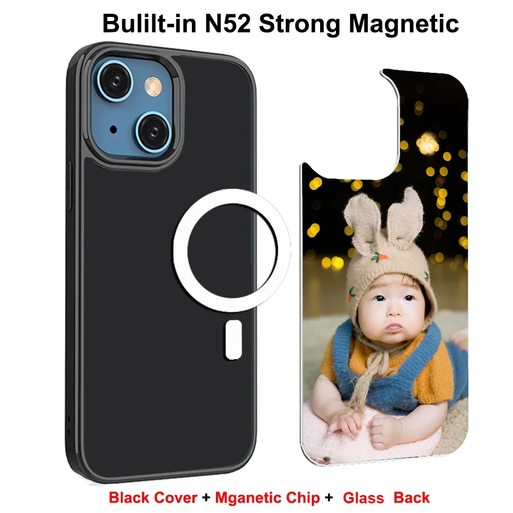 

DIY Case for iPhone 16 15 14 13 12 Pro Max Plus Cover Built-in Magnetic Chip Magsafe Wireless Charge Custom Photo Shell Fundas