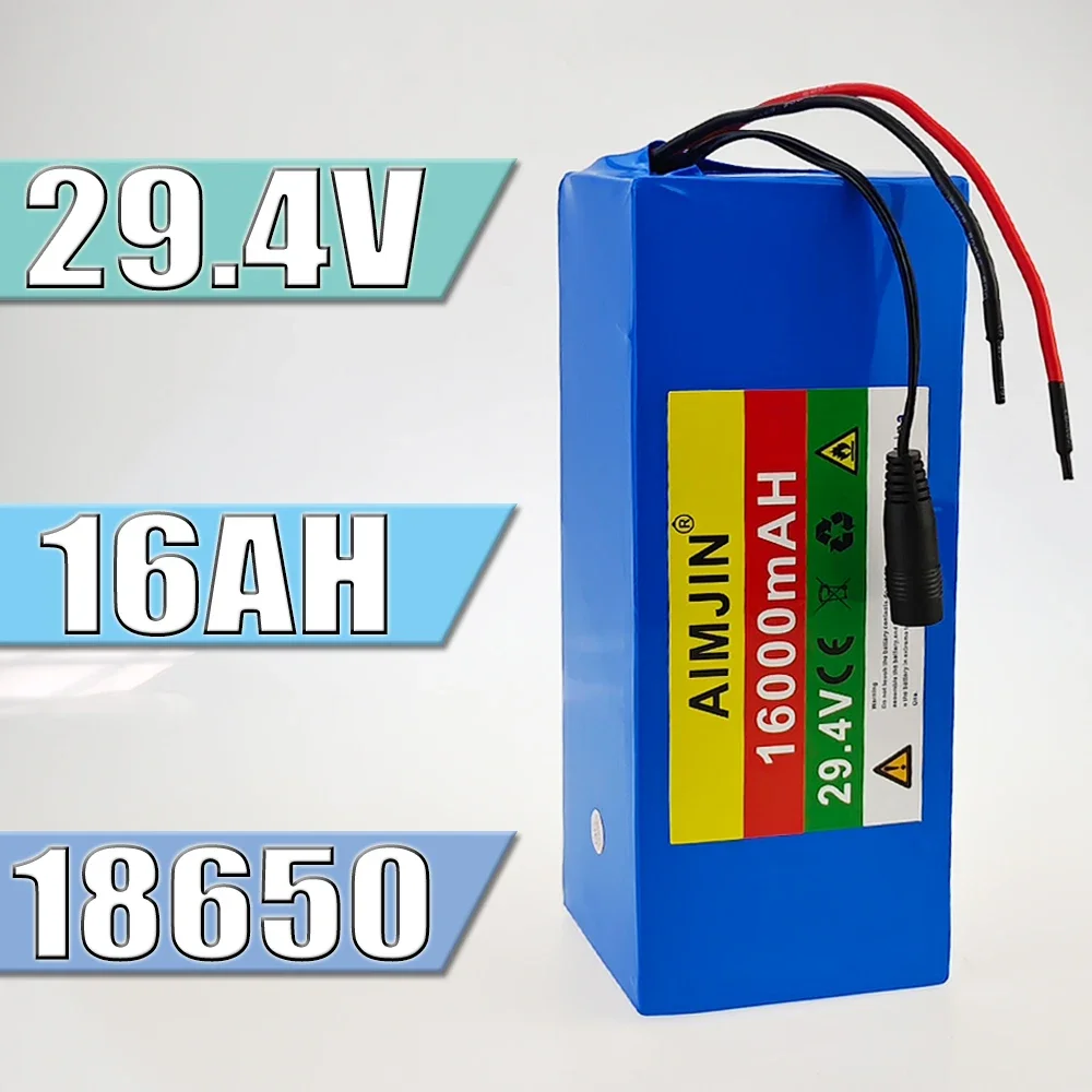 

29.4V 16ah 18650 Li-Ion 7S5P Batteries Pack Built-in Smart BMS for Bike Unicycle Scooter Wheel Chair with 29.4V 2A Charger