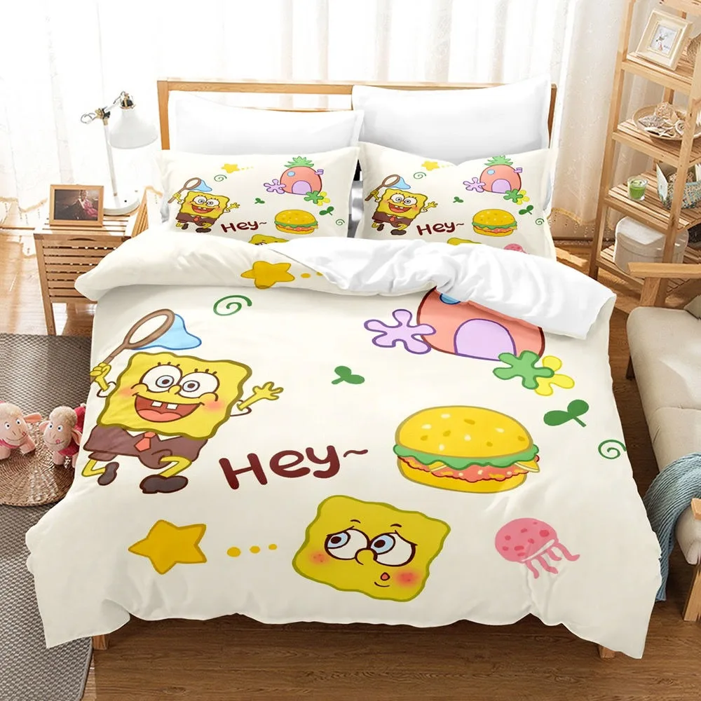 Cute SpongeBob Bedding Sets Exquisite Bed Supplies Set Duvet Cover Bed Comforter Set Bedding Set Luxury Birthday Gift view 3